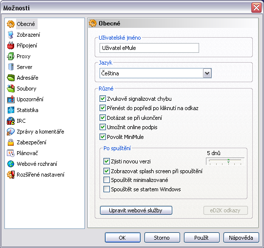 Okno obecn&yacute;ch nastaven&iacute;